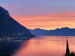 sunset on the lake