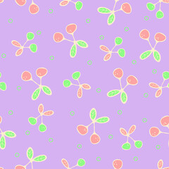 Seamless vector pattern of hand-drawn cherries.