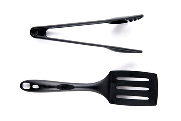Kitchen utensils, spatula spoon and tongs