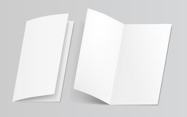 Mock up of booklet isolated. Opened and closed magazine, brochure or notebook template