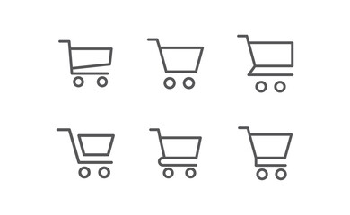 Shopping cart icon collection. Online commerce symbol. E-commerce vector sign.