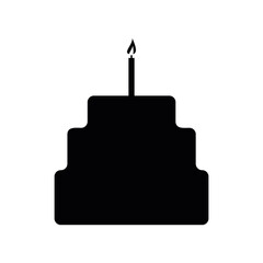 Black cake silhouette with candle