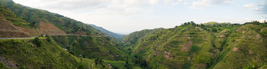 Naklejka na ściany i meble Panoramic view of the Great Rift Valley in Uganda, Africa