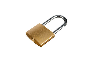 Padlock golden lock in isometric view isolated on white background.