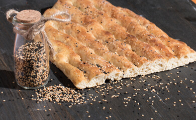 Brot,Fladenbrot, Steinofenbrot,Sesam,Holzofenbrot