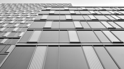 Abstract modern architecture with high contrast black and white tone. Architecture of geometry at glass window - monochrome. Black and white.