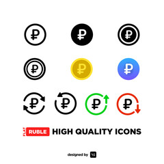 Ruble set rounded icons. Flat, high quality. Vector isolated