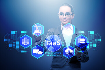 Businesswoman in infrastructure as a service concept