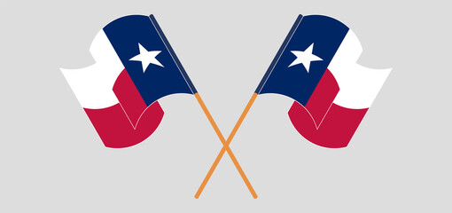 Crossed and waving flags of the State of Texas