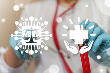 Medical Law Concept. Patient Data Justice Care. Legal Medicine Technology.