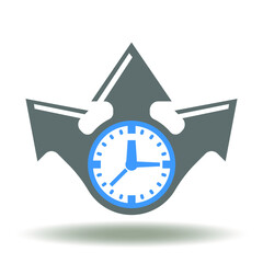 Clock with three arrows icon vector. Flexibility symbol. Flexible Business Technology Sign.