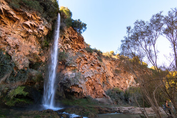 Panoramic view of a 60 meter high waterfall called "el Salto de la Novia" (the Jump of the Bride) in Castell&oacute;n, Spain