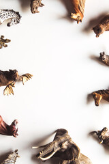 Group of animals toys isolated over white background. animals toys.