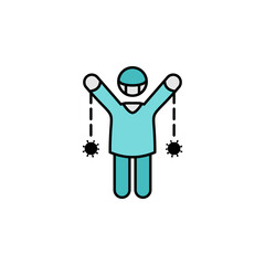 human, coronavirus, slavery line illustration icon. Signs and symbols can be used for web, logo, mobile app, UI, UX