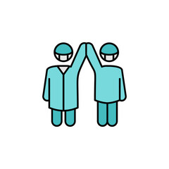 doctors kill coronavirus line illustration icon. Signs and symbols can be used for web, logo, mobile app, UI, UX