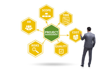 Concept of project management with businessman