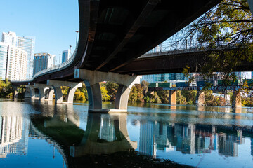 Cityscape Views of Austin Texas from Under the Bridges