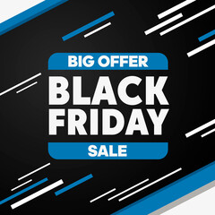 Flyer Black Friday speedy sport style. Blue abstract square banner. Vector black friday big offer.