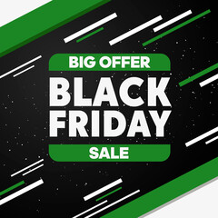 Flyer Black Friday square form. Green abstract square banner. Vector black friday big offer.