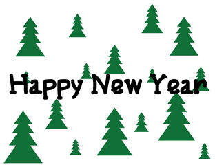 Happy new year card. background with Christmas trees. vector illustration