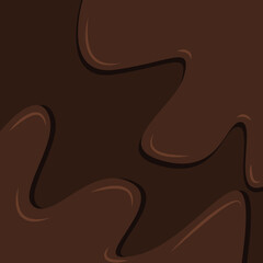 Chocolate background. Melted chocolate is poured over the background. Vector illustration