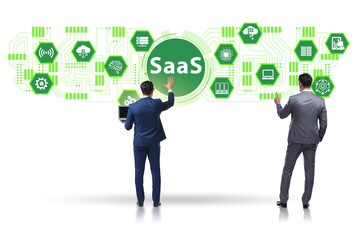 Fototapeta premium Software as a service - SaaS concept with businessman