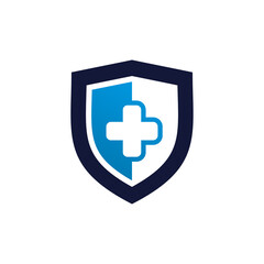 medical cross logo with shield symbol, medical shield logo