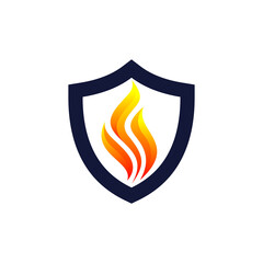 fire abstract with shield vector logo
