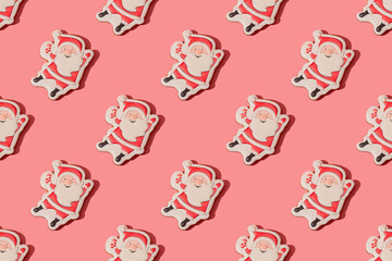 Santa Claus gingerbread on the pink background