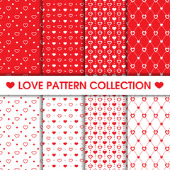 Collection of heart dots seamless pattern