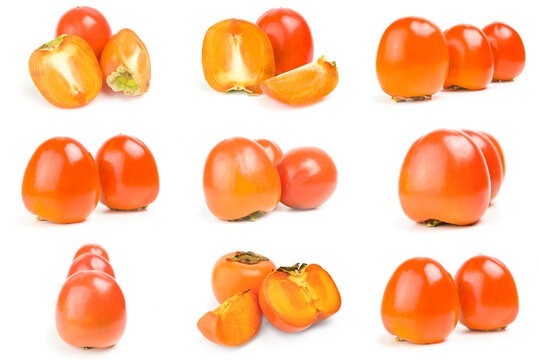 Collage of kaki isolated on a white background cutout