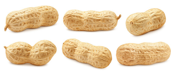 peanut isolated on white background, clipping path, full depth of field