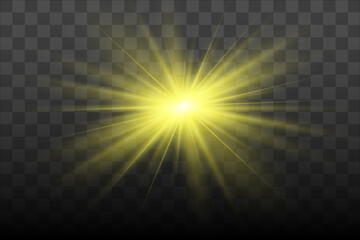 Glow isolated yellow light effect, lens flare
