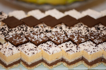 homemade cakes with coconut and chocolate