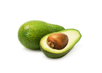  Ripe fresh green avocado isolated on white.