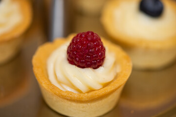 homemade cakes with raspberries