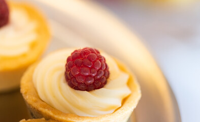 homemade cakes with raspberries