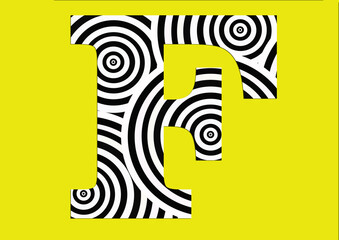 Circle zebra animal print black and white on F alphabet