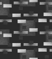 pencil graphic geometric seamless pattern with squares and rectangles in achromatic grayscale colors on a dark background