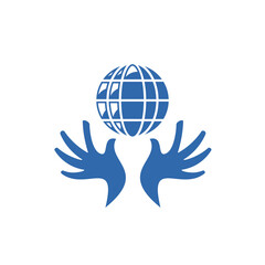 Global Society Logo With Hand And Globe Symbol