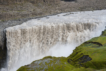 Dettifoss waterfall in Jokulsa a Fjollum river in the highlands of north Iceland