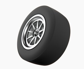 F1 racing wheel with hard tyre 3D © Molotrax