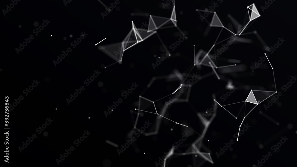 Poster network connection structure. big data complex black compounds. abstract white digital background. s