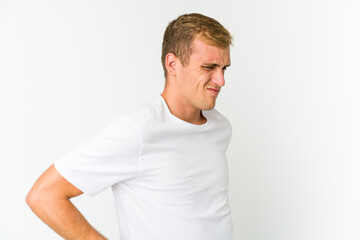 Obraz premium Young caucasian handsome man suffering a back pain.