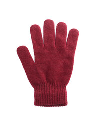 Woolen glove isolated on white, top view. Winter clothes