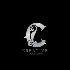 Creative C Letter Luxury Initial Nature Tropical Leaf logo Icon, monogram vector design concept nature vintage.