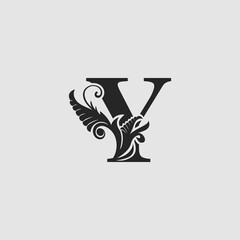 Y Letter Luxury Logo Icon, Monogram vector design concept abstract nature floral letter with leaves