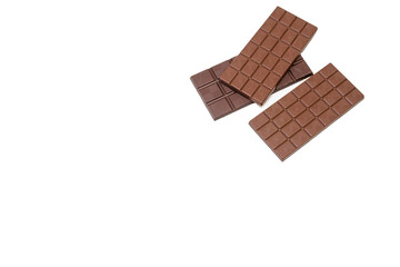 Three chocolate bars on a white background isolate