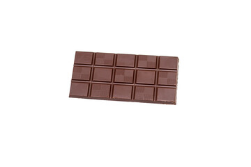 One dark chocolate Bar in the middle on a white background isolate