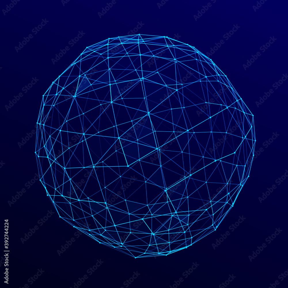 Poster abstract 3d sphere. sphere particles. global network connection. futuristic technology style. big da